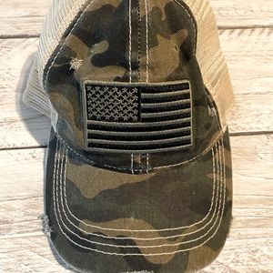 Camouflaged American flag hat